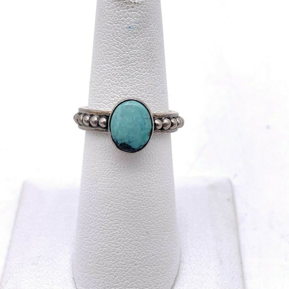 J con (?) Turquoise Gemstone Ring 950 Sterling Size 6 - Picture 2 of 7